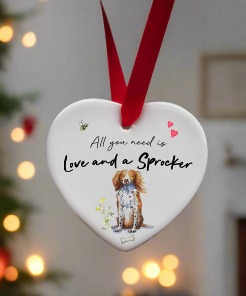 Love and a Sprocker Ceramic Heart